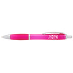 Nash Retractable Ballpoint Pen with Soft Grip Full Color - Pink - Front