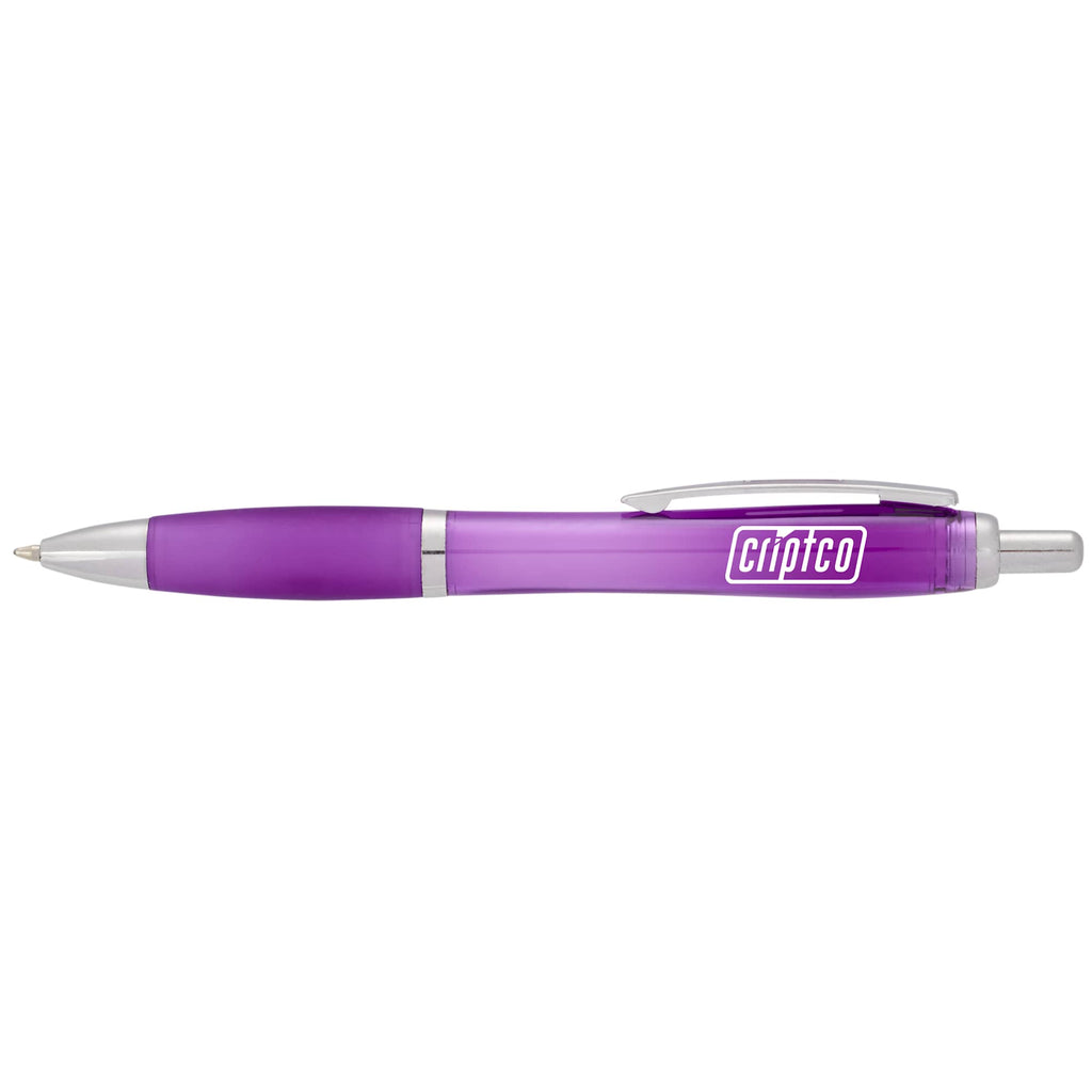 Nash Retractable Ballpoint Pen with Soft Grip Full Color - Purple - Front