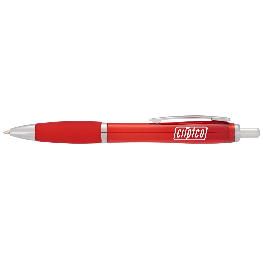 Nash Retractable Ballpoint Pen with Soft Grip Full Color - RED - Front