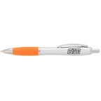 Nash Retractable Ballpoint Pen with Soft Grip Full Color - Silver Barrel w/Orange Grip - Front