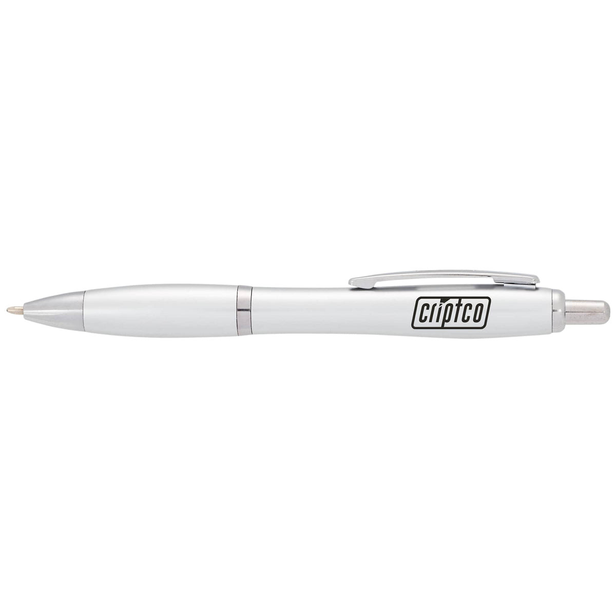 Nash Retractable Ballpoint Pen with Soft Grip Full Color - Silver - Front
