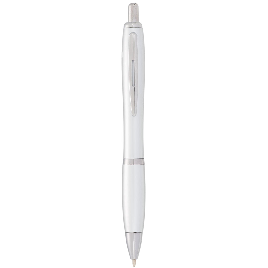 Nash Retractable Ballpoint Pen with Soft Grip Full Color - Silver - Photo