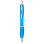 Nash Retractable Ballpoint Pen with Soft Grip Full Color - Translucent Teal - Front 2