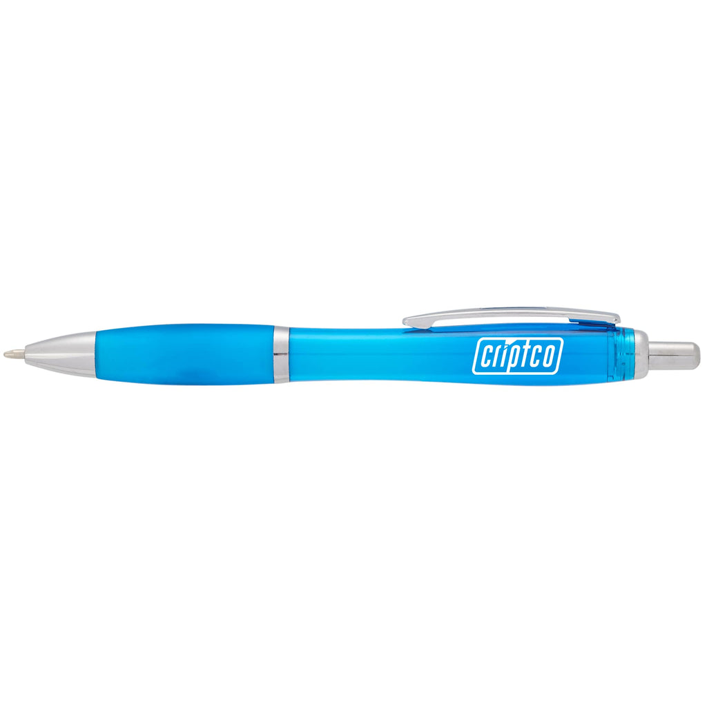 Nash Retractable Ballpoint Pen with Soft Grip Full Color - Translucent Teal - Front