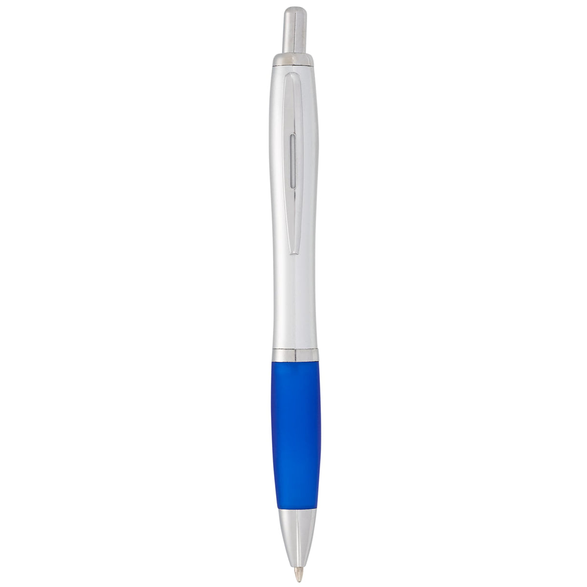 Nash Retractable Ballpoint Pen with Soft Grip - Silver Barrel w/Blue Grip - Photo