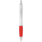 Nash Retractable Ballpoint Pen with Soft Grip - Silver Barrel w/Red Grip - Photo