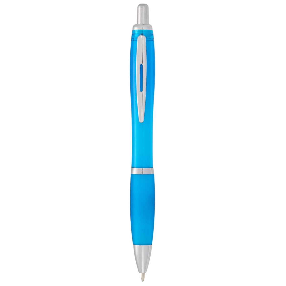Nash Retractable Ballpoint Pen with Soft Grip - Translucent Teal - Front 2