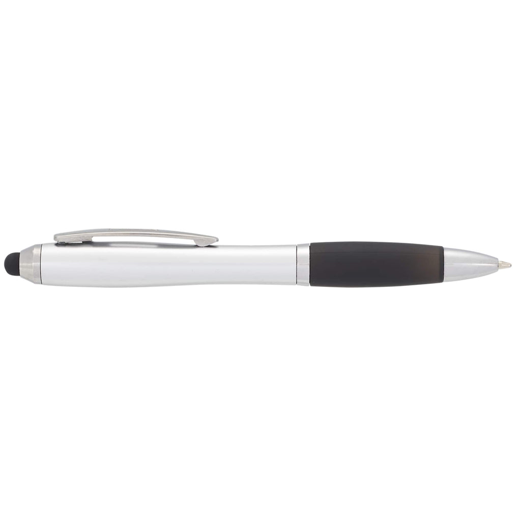 Nash Twist Ballpoint Pen with Stylus Full Color - Silver w/BLACK TRIM - Back