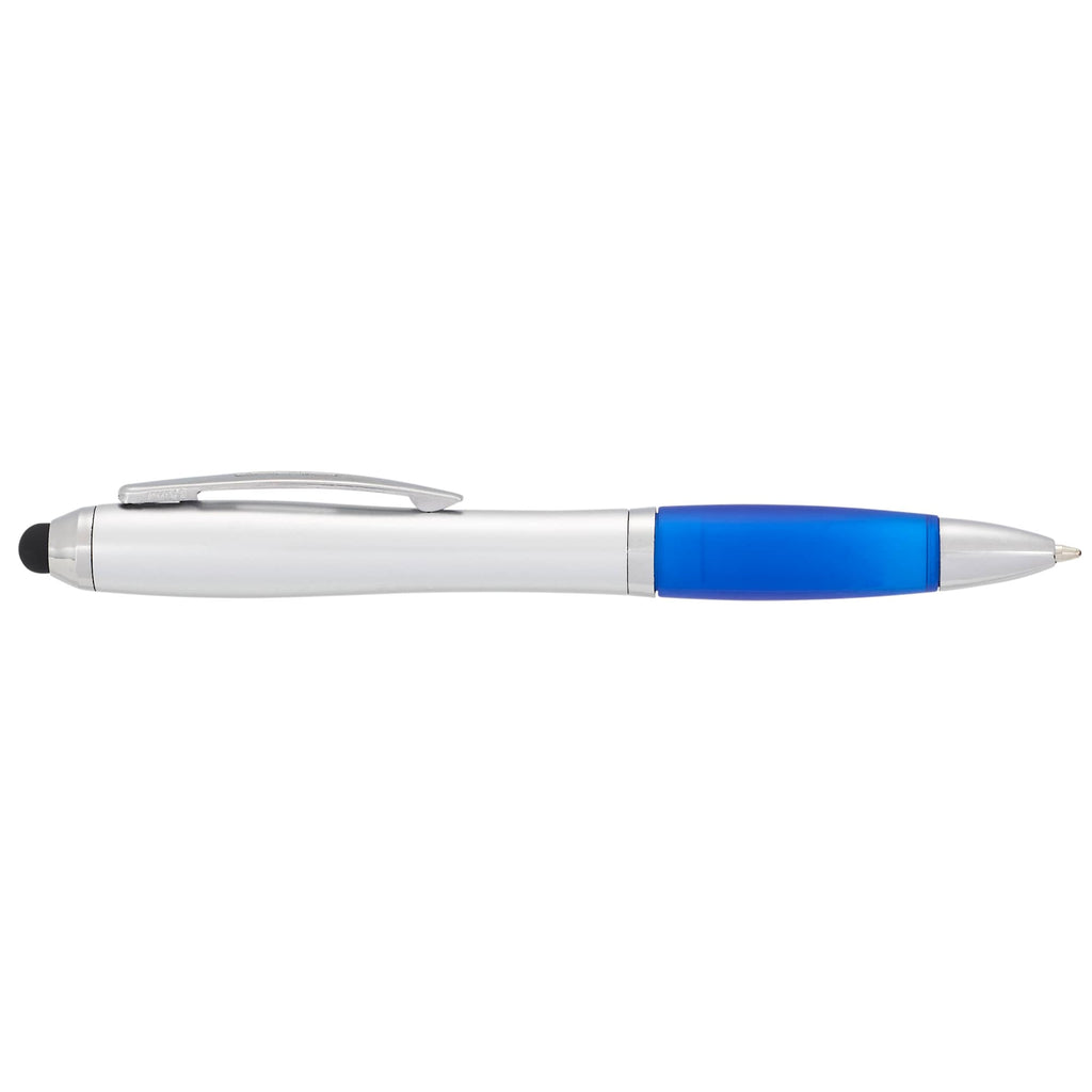 Nash Twist Ballpoint Pen with Stylus Full Color - Silver w/Blue - Back