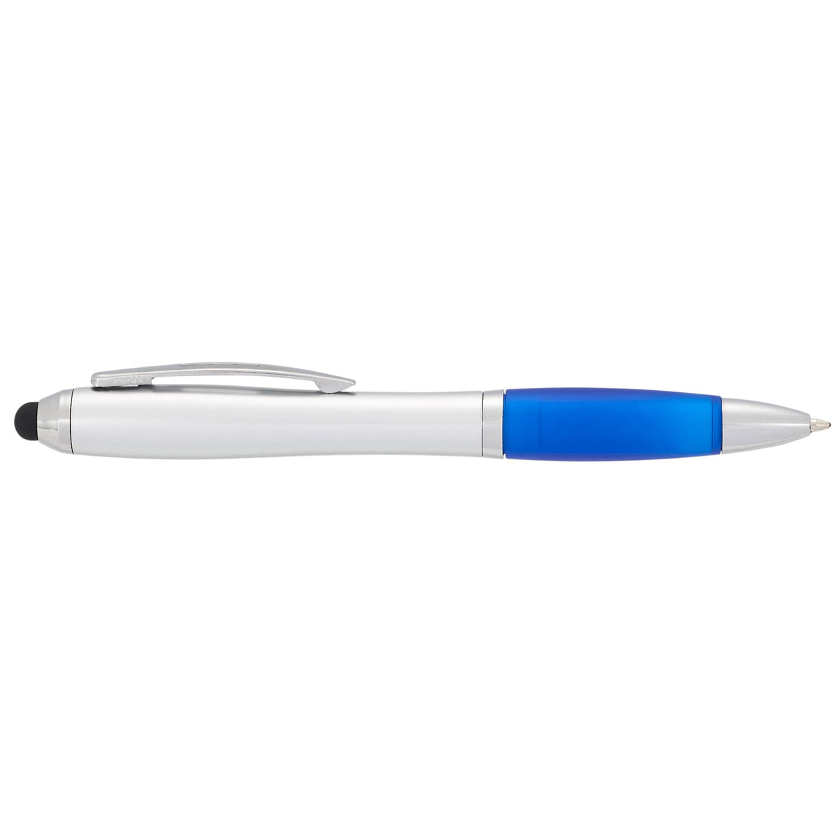 Nash Twist Ballpoint Pen with Stylus Full Color - Silver w/Blue - Back