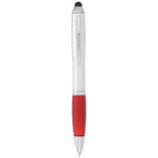 Nash Twist Ballpoint Pen with Stylus Full Color - Silver w/Red Trim - Front 2