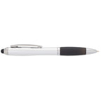 Nash Twist Ballpoint Pen with Stylus - Silver w/BLACK TRIM - Back