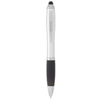 Nash Twist Ballpoint Pen with Stylus - Silver w/BLACK TRIM - Front 2