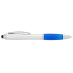 Nash Twist Ballpoint Pen with Stylus - Silver w/Blue - Back