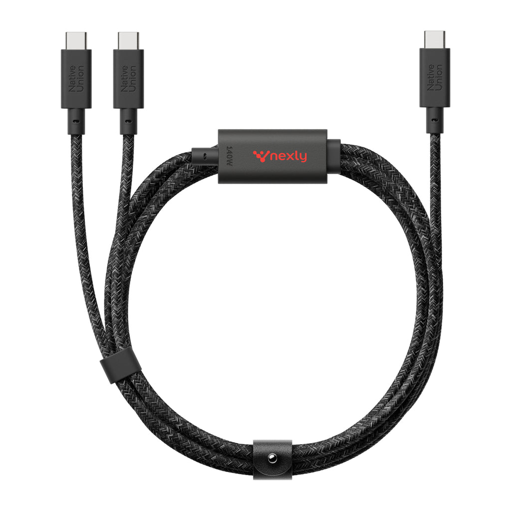 Native Union Belt Cable, Dual USB-C, 140W - Black - View 1