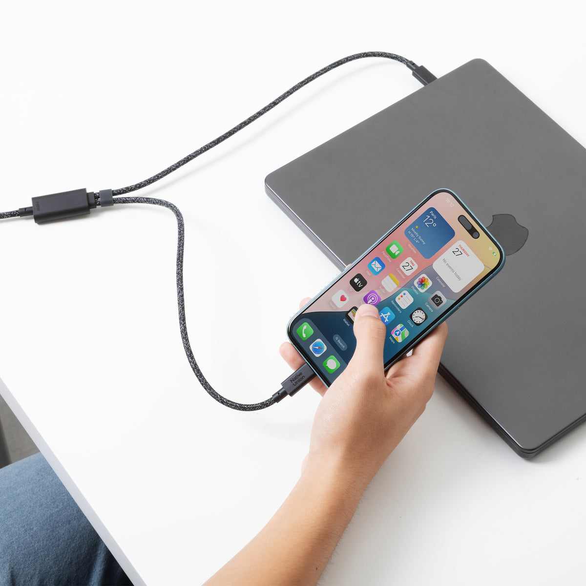 Native Union Belt Cable, Dual USB-C, 140W - Black - View 2