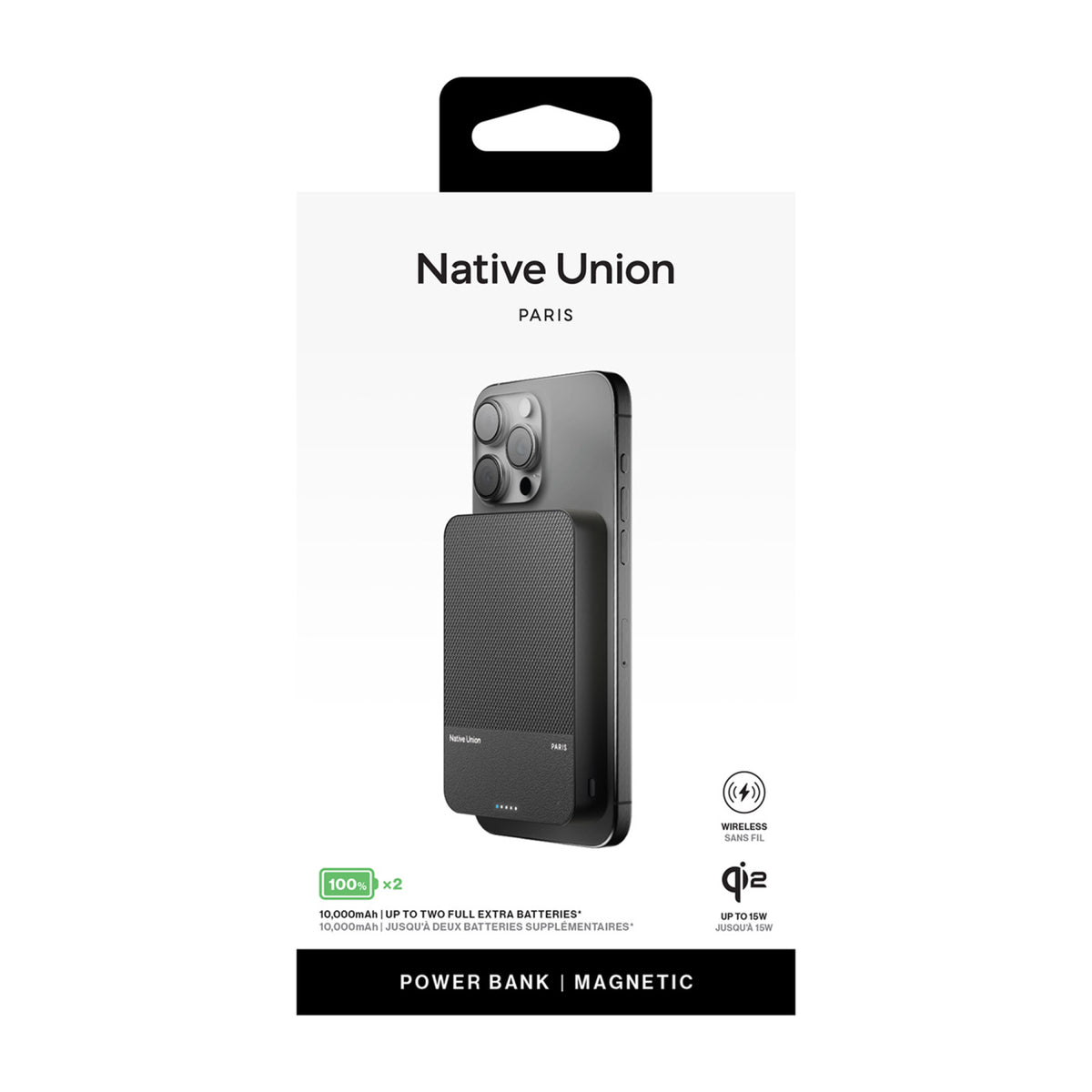 Native Union ReClassic Magnetic Power Bank, 10,000 mAh Full Color - Black - View 4