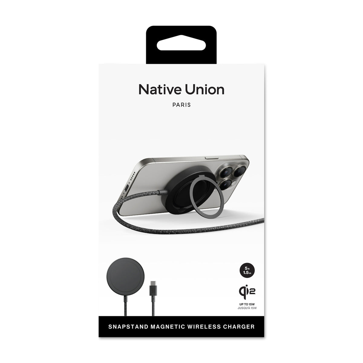 Native Union Snapstand Qi2 Magnetic Wireless Charger - Black - View 4