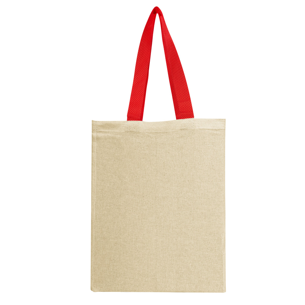 Natural Cotton Canvas Grocery Tote Bag, 5 oz - Red - FrontShot