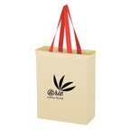 Natural Cotton Canvas Grocery Tote Bag, 5 oz - Red - Silk Screen