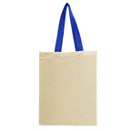 Natural Cotton Canvas Grocery Tote Bag, 5 oz - Royal Blue Handles - FrontShot