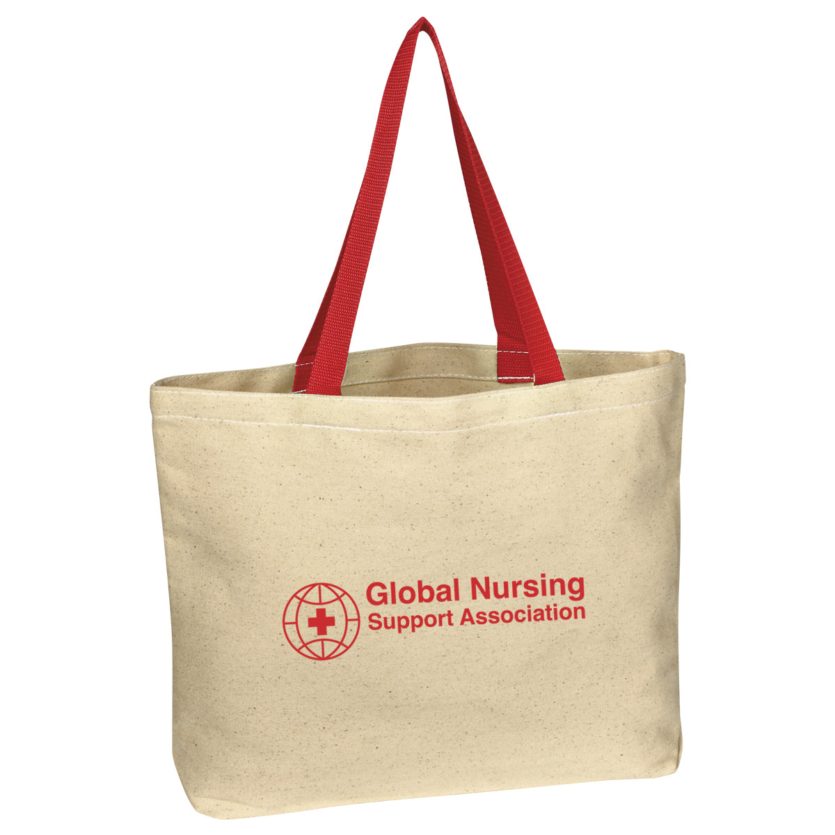 Natural Cotton Canvas Tote Bag, 10 oz - Natural With Red - Silk Screen