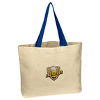 Natural Cotton Canvas Tote Bag, 10 oz - Royal Blue - Embroidery