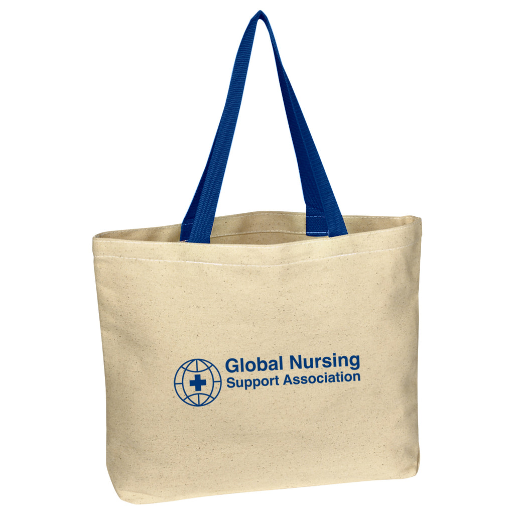 Natural Cotton Canvas Tote Bag, 10 oz - Royal Blue - Silk Screen
