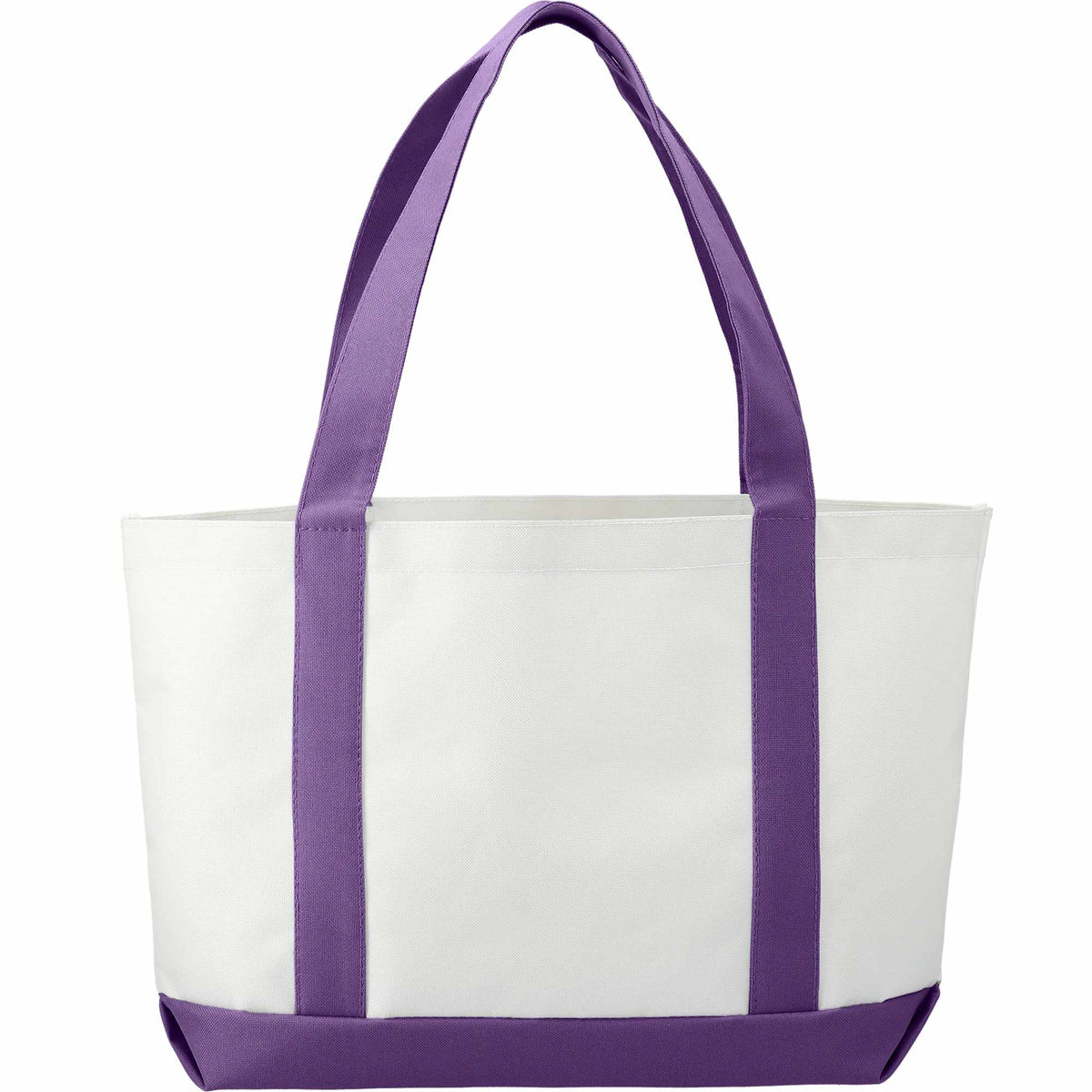 Nautical Canvas Tote with Contrast Trim, Large Embroidery - White/Purple - Back 2