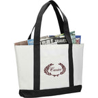 Nautical Canvas Tote with Contrast Trim, Large Full Color - White/Black - Right Angle 2