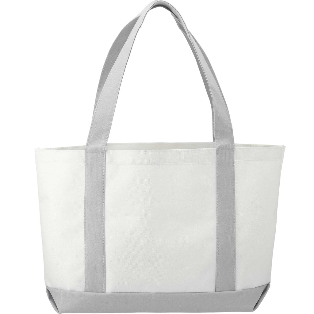 Nautical Canvas Tote with Contrast Trim, Large Full Color - White/Grey - Back 2