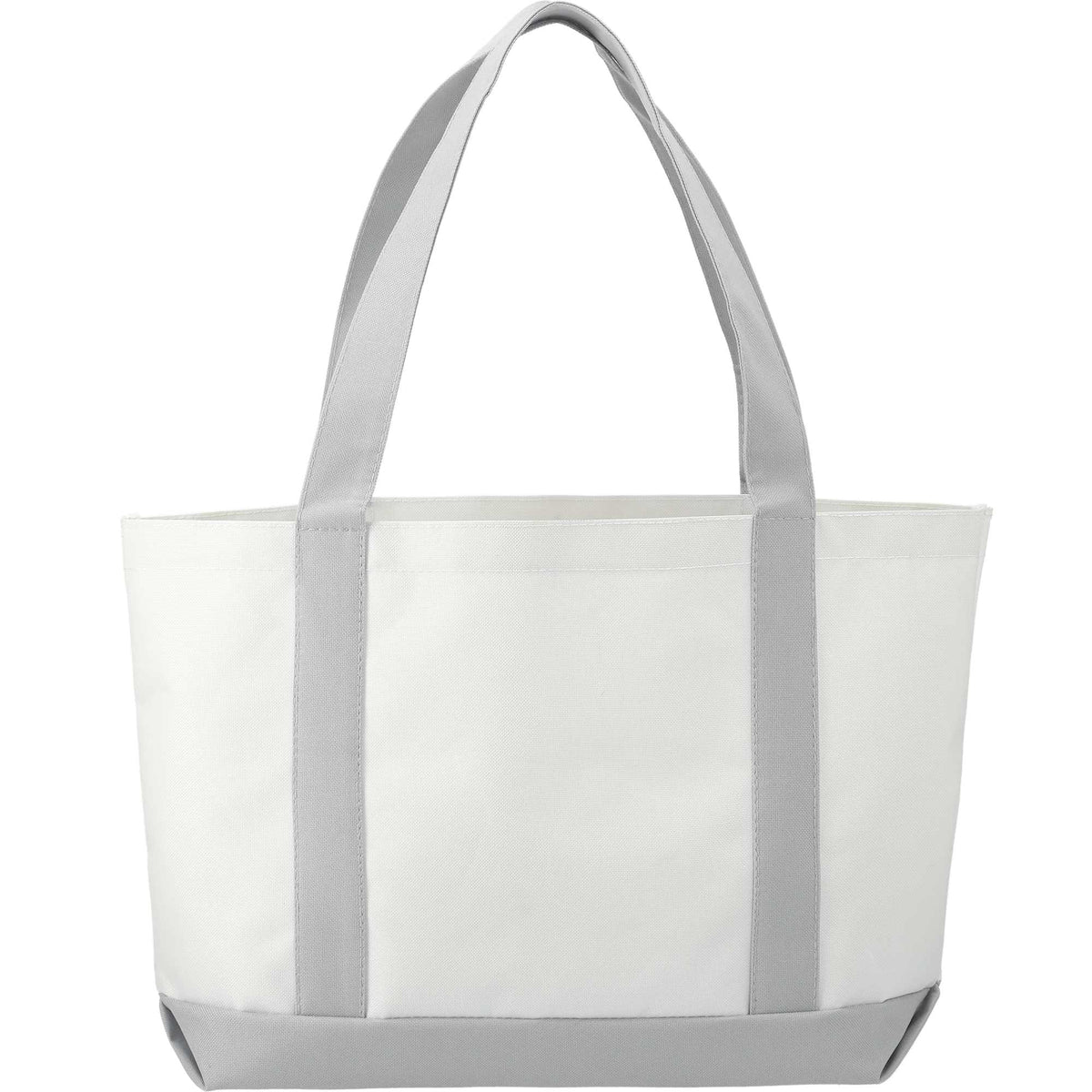Nautical Canvas Tote with Contrast Trim, Large Full Color - White/Grey - Back 2