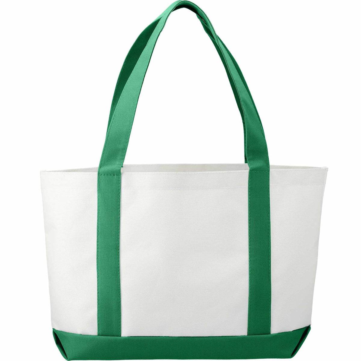 Nautical Canvas Tote with Contrast Trim, Large Full Color - White w/Green Trim - Back 2