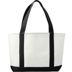 Nautical Canvas Tote with Contrast Trim, Large - White/Black - Back 2