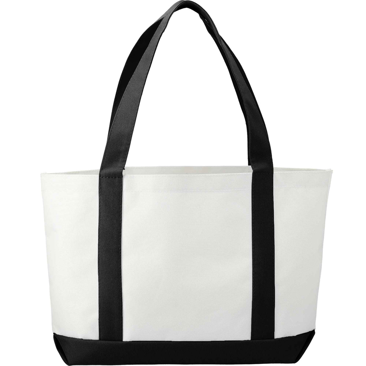 Nautical Canvas Tote with Contrast Trim, Large - White/Black - Back 2