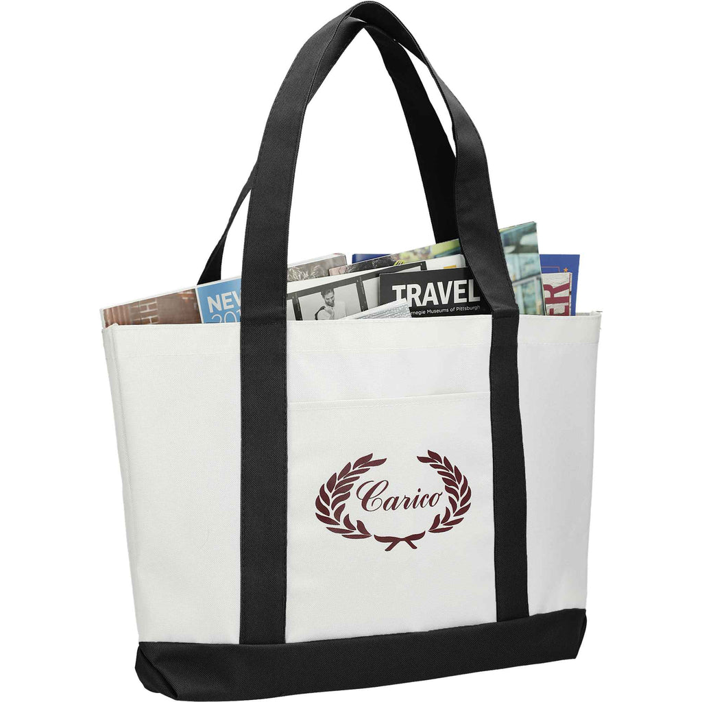 Nautical Canvas Tote with Contrast Trim, Large - White/Black - Right Angle 2
