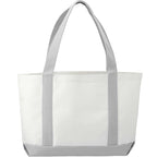 Nautical Canvas Tote with Contrast Trim, Large - White/Grey - Back 2