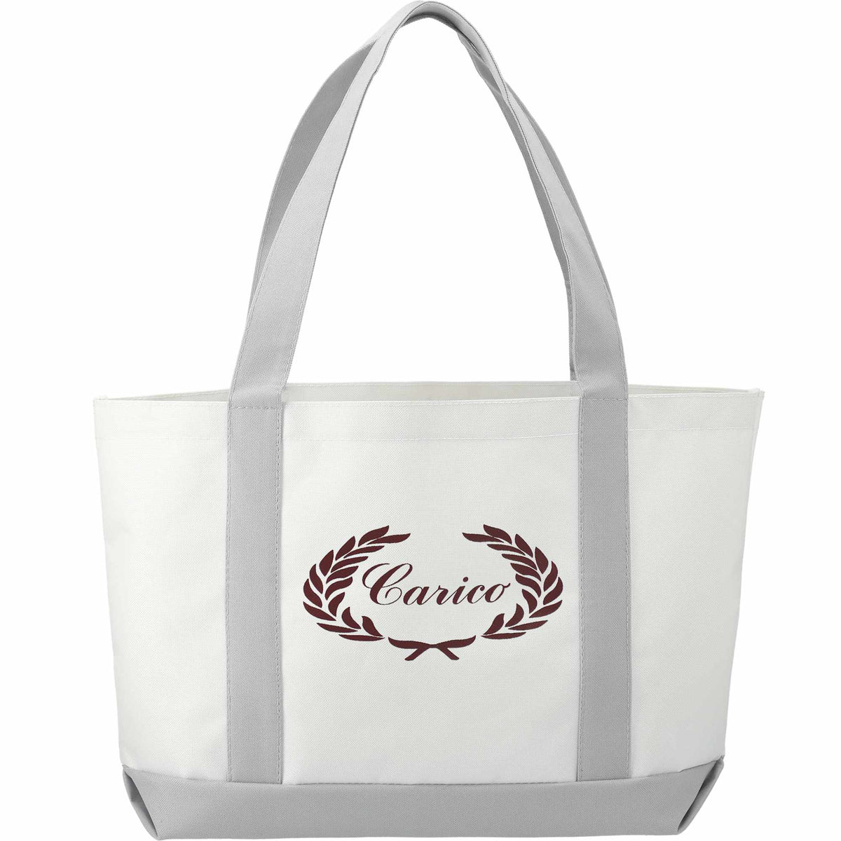 Nautical Canvas Tote with Contrast Trim, Large - White/Grey - Back