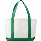 Nautical Canvas Tote with Contrast Trim, Large - White w/Green Trim - Back 2