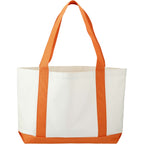 Nautical Canvas Tote with Contrast Trim, Large - White w/Orange Trim - Back 2