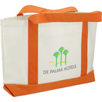 Nautical Canvas Tote with Contrast Trim, Large - White w/Orange Trim - Right Angle
