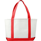 Nautical Canvas Tote with Contrast Trim, Large - White w/Red Trim - Back 2