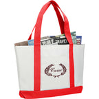 Nautical Canvas Tote with Contrast Trim, Large - White w/Red Trim - Right Angle 2