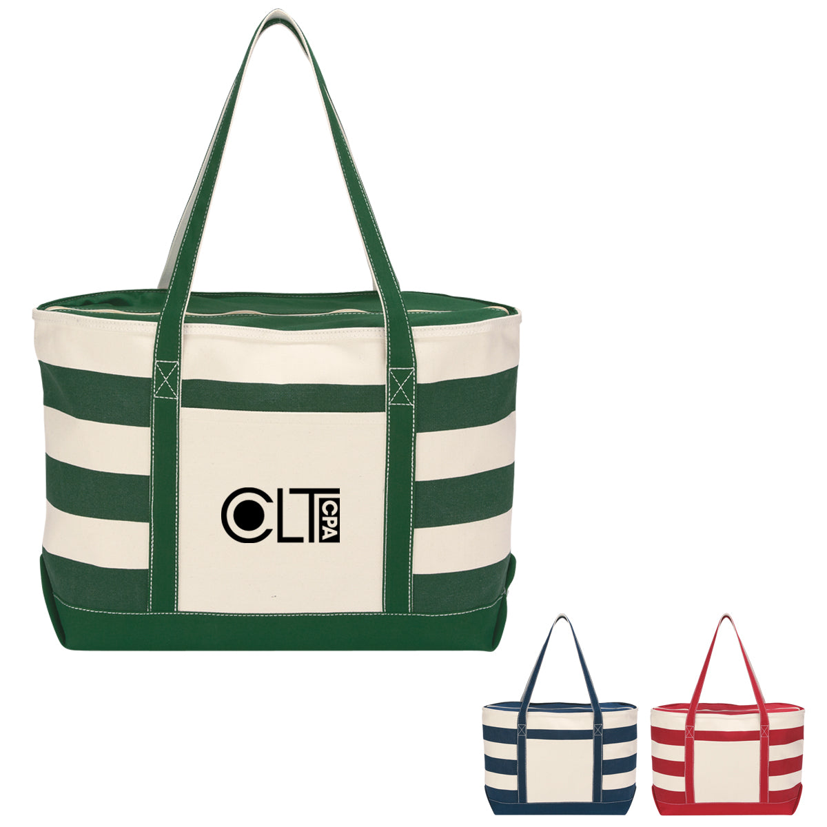 Nautical Cotton Canvas Tote Bag, 18 oz Embroidery