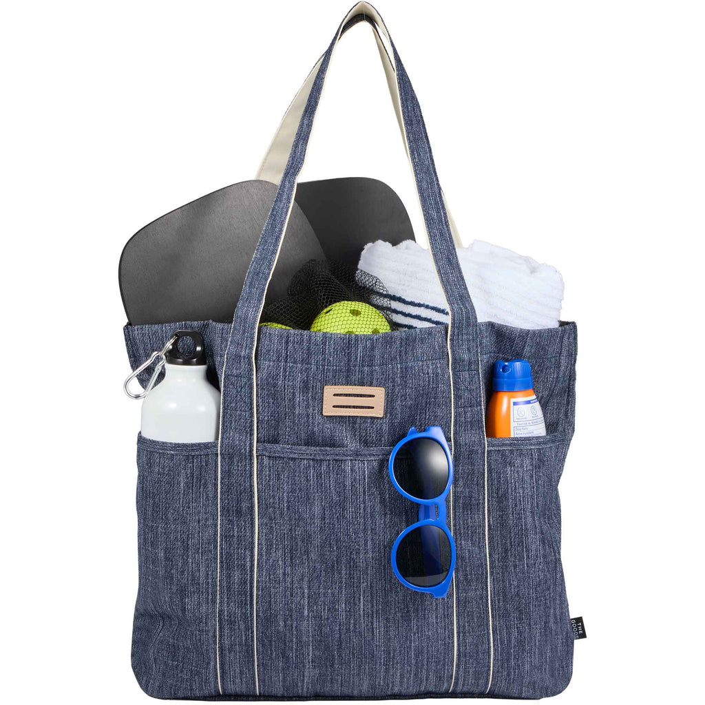 Navy Heather Carry-All Tote in Recycled Fabric Full Color - Heather Navy - Propped