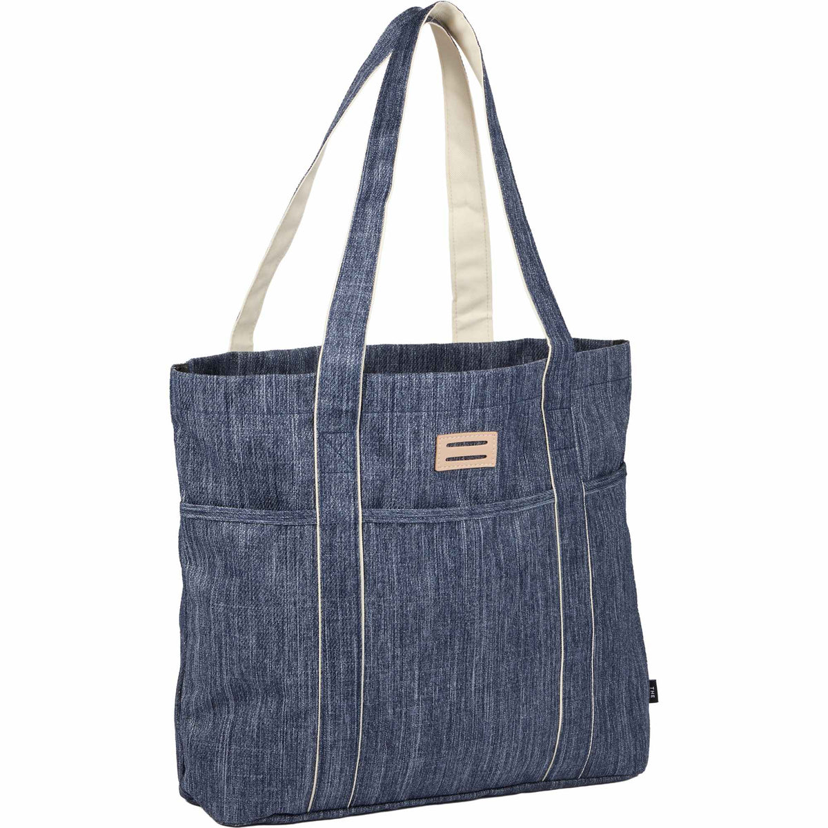 Navy Heather Carry-All Tote in Recycled Fabric - Heather Navy - Right Angle