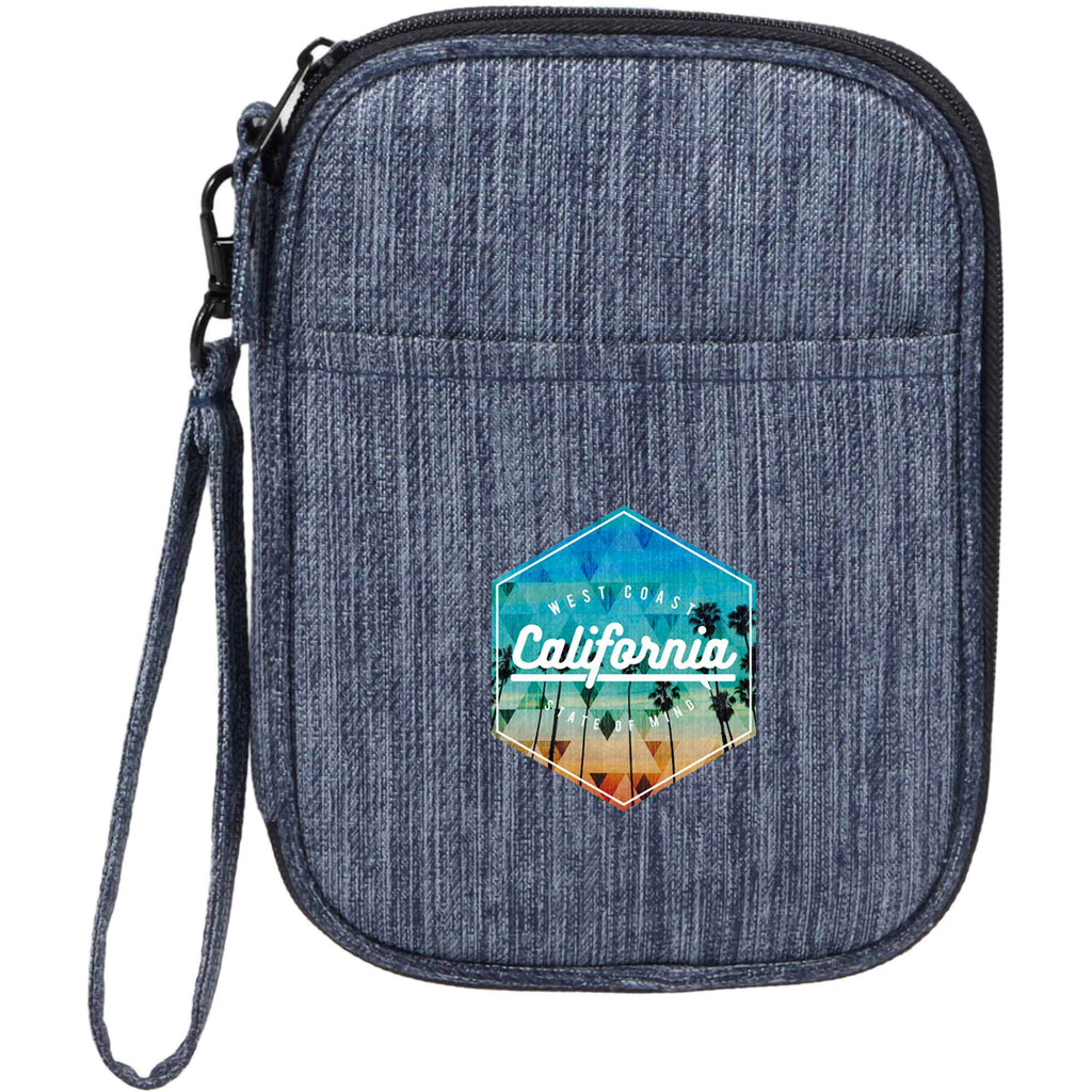Navy Heather Travel Wallet in Recycled Polyester - Heather Navy - Front