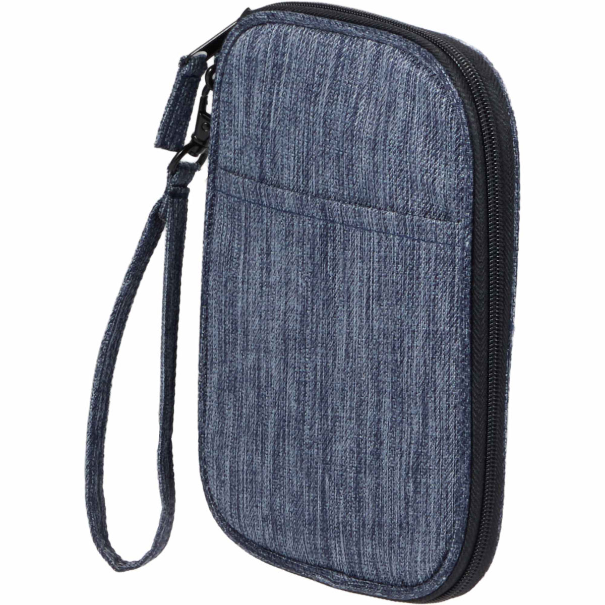 Navy Heather Travel Wallet in Recycled Polyester - Heather Navy - Left Angle