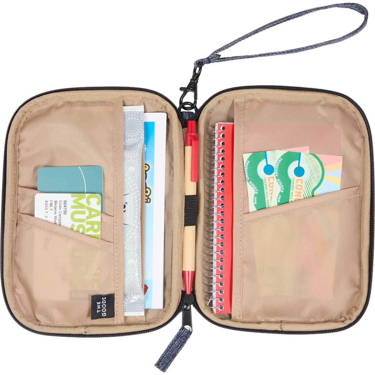 Navy Heather Travel Wallet in Recycled Polyester - Heather Navy - Propped
