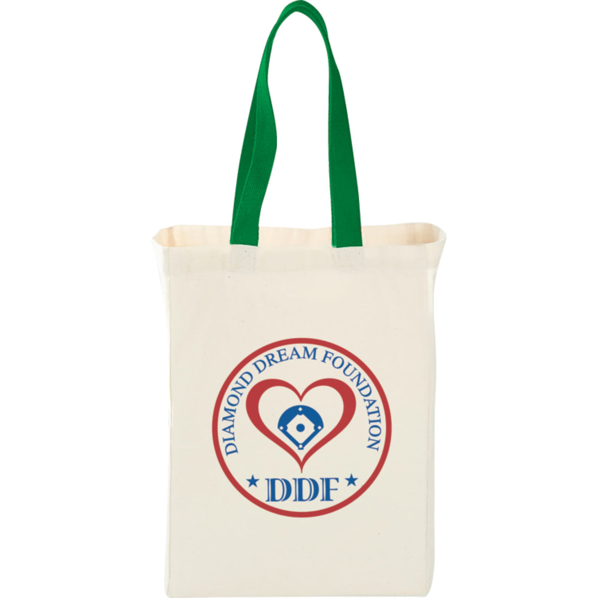 Nebraska Canvas Grocery Tote with Contrast Handles, 5 oz Full Color - Green - Front
